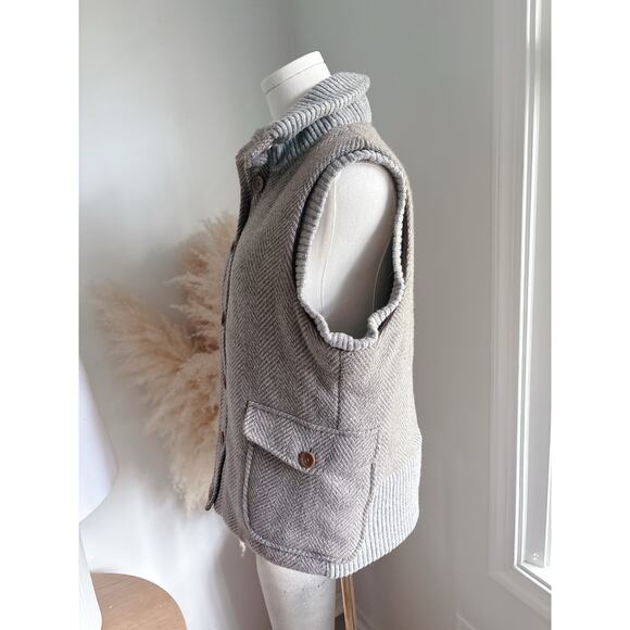 Woolrich Womens Wool Vest Medium Herringbone Button Up - Picture 6 of 10